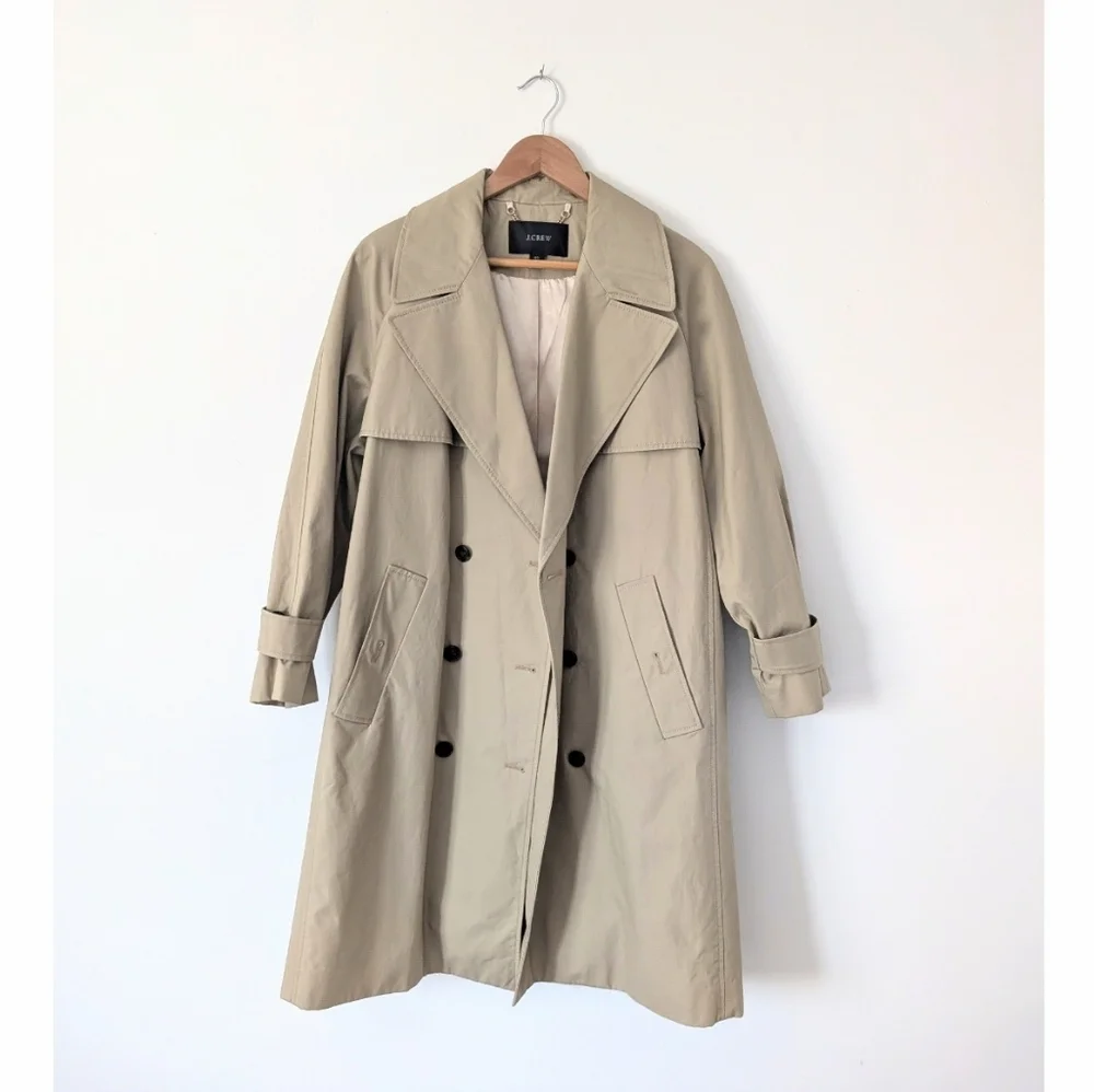 J. Crew Relaxed Oversized Tan Trench Coat - Picture 3 of 13